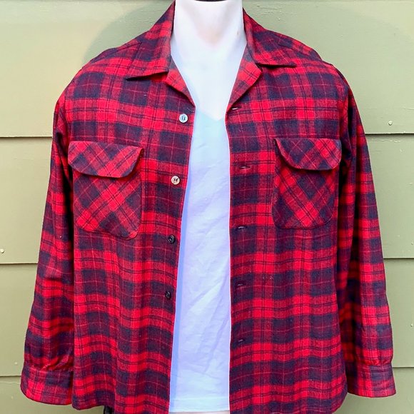 VTG Pendleton 100% Wool Board Shirt(M) Loop Collar - Picture 3 of 15
